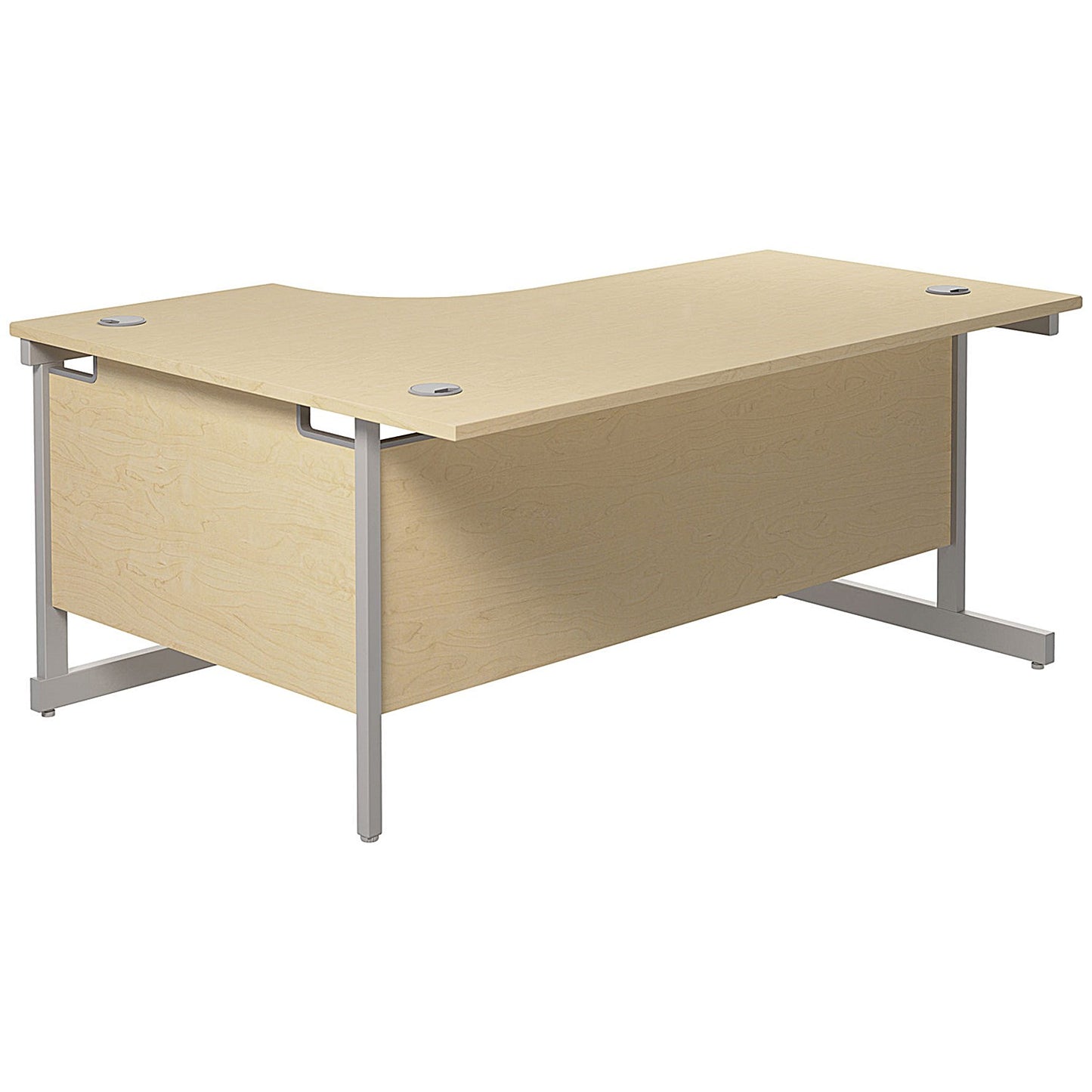 Jemini 1600mm Corner Desk, Right Hand, Silver Cantilever Legs, Maple