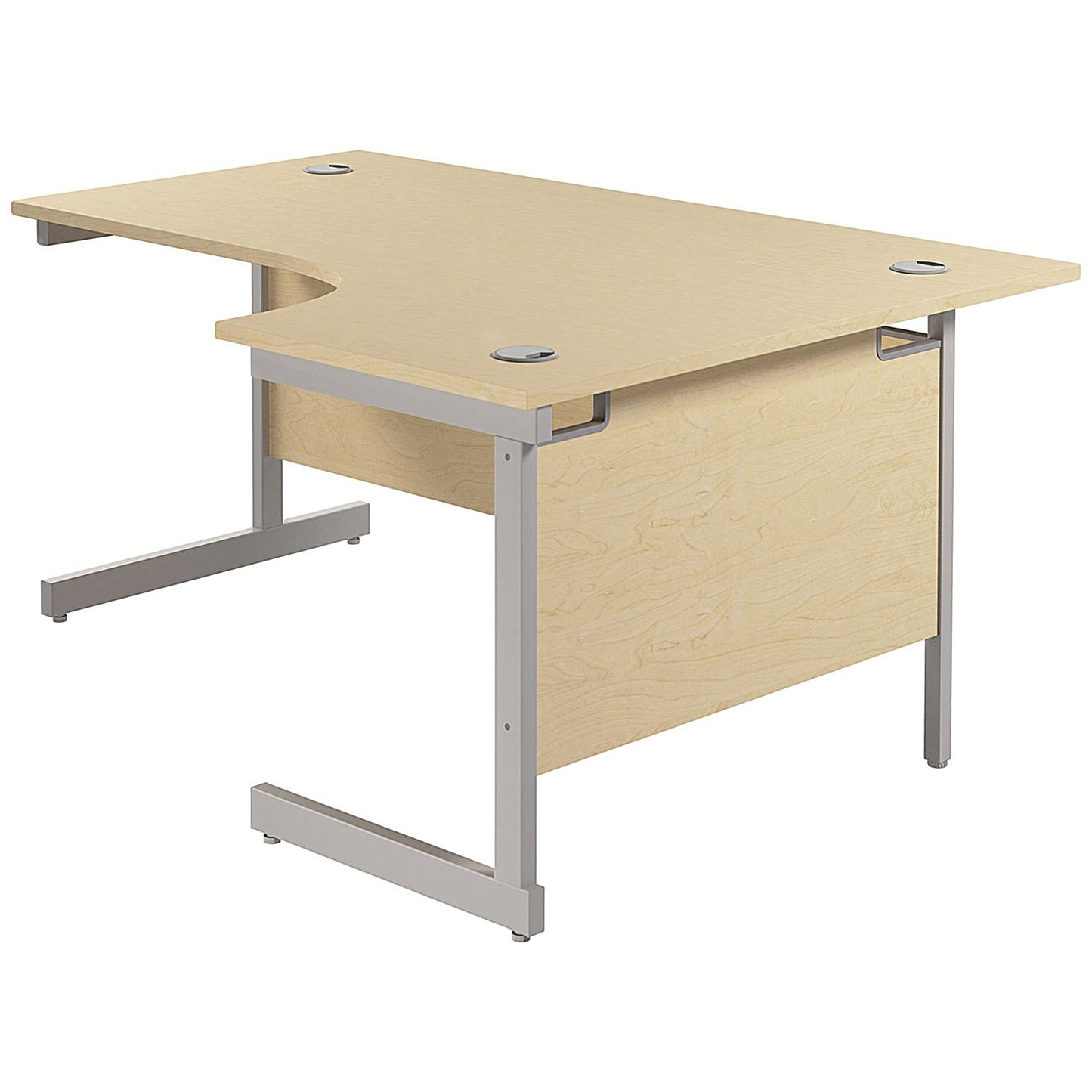 Jemini 1600mm Corner Desk, Right Hand, Silver Cantilever Legs, Maple