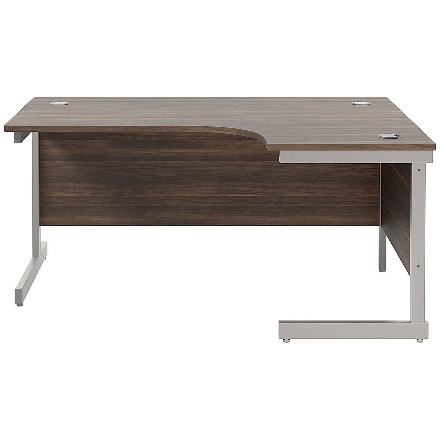 Jemini 1600mm Corner Desk, Right Hand, Silver Cantilever Legs, Walnut