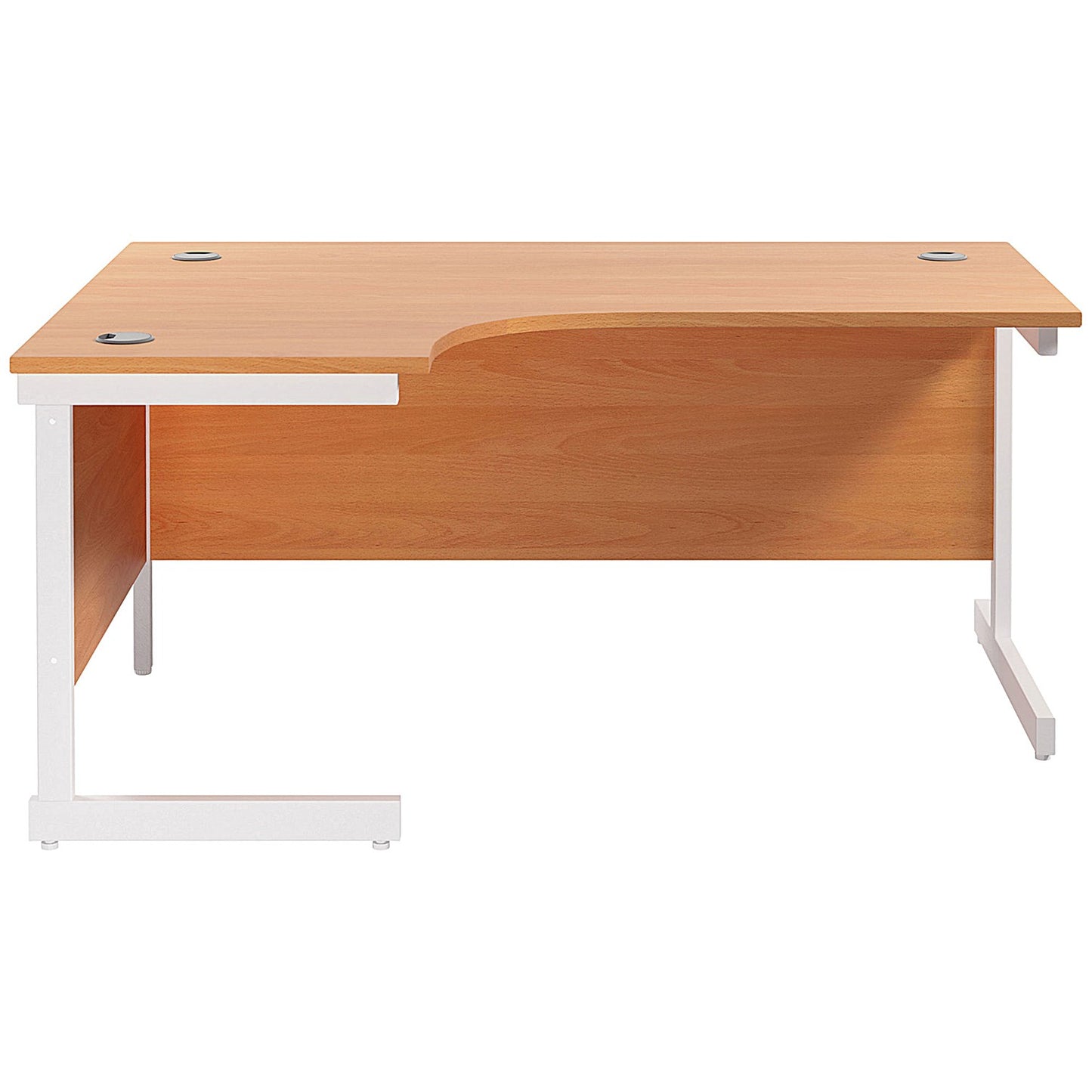 Jemini 1600mm Corner Desk, Left Hand, White Cantilever Legs, Beech