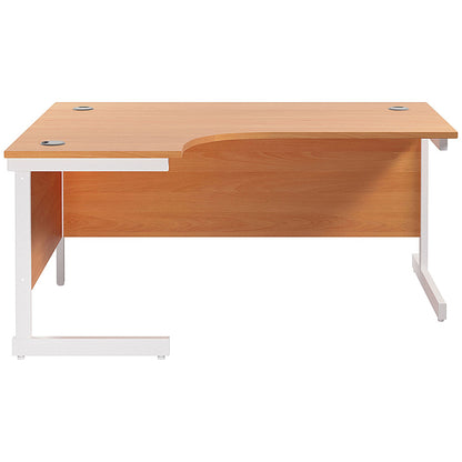Jemini 1600mm Corner Desk, Left Hand, White Cantilever Legs, Beech