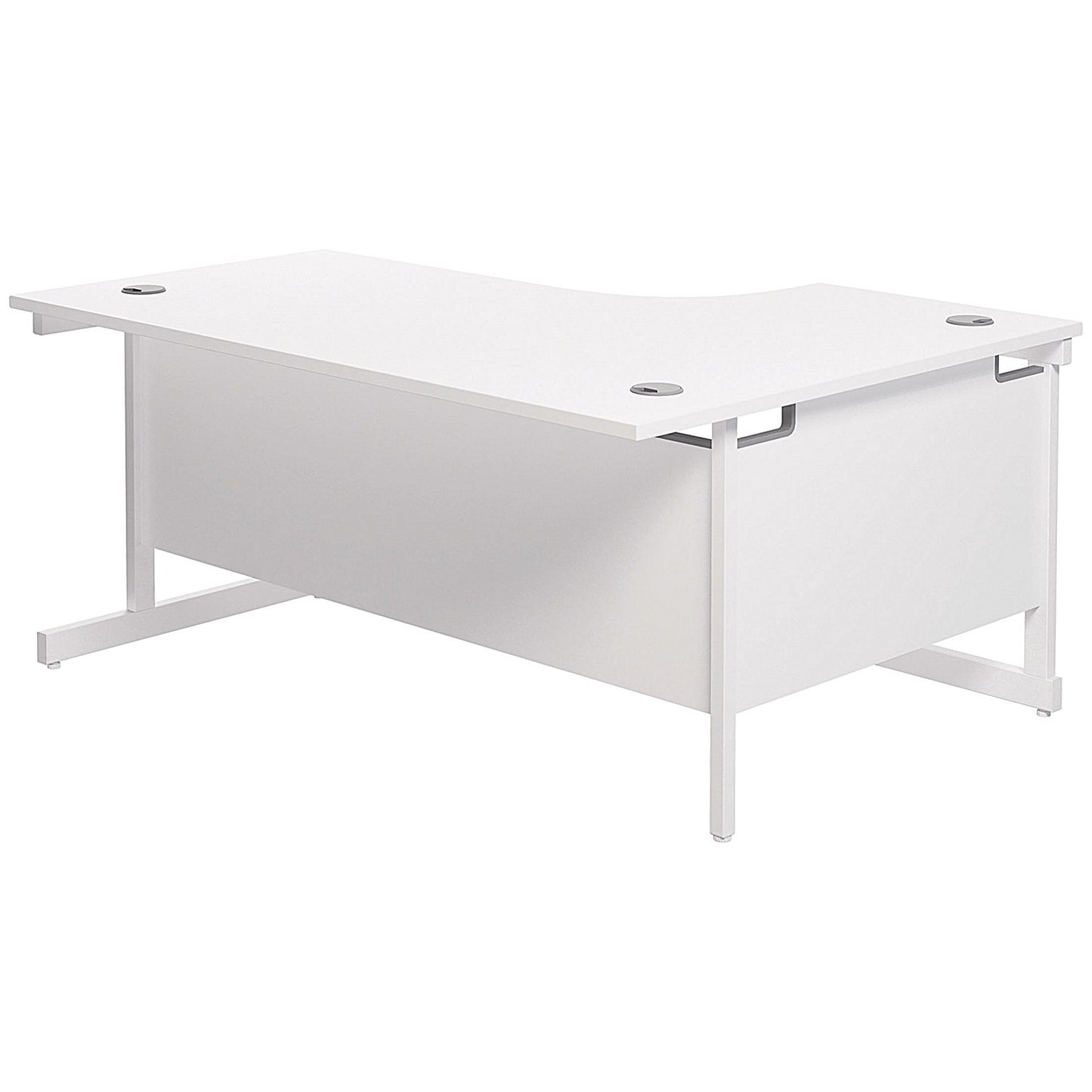 Jemini 1600mm Corner Desk, Left Hand, White Cantilever Legs, White