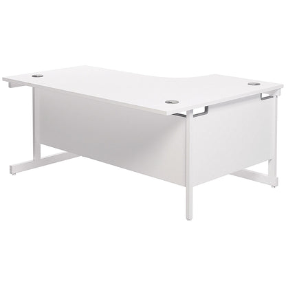 Jemini 1600mm Corner Desk, Left Hand, White Cantilever Legs, White