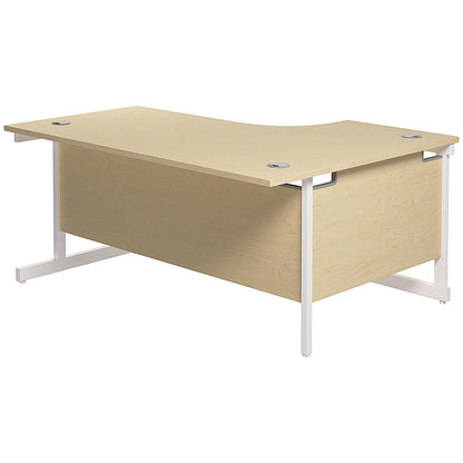 Jemini 1600mm Corner Desk, Left Hand, White Cantilever Legs, Maple