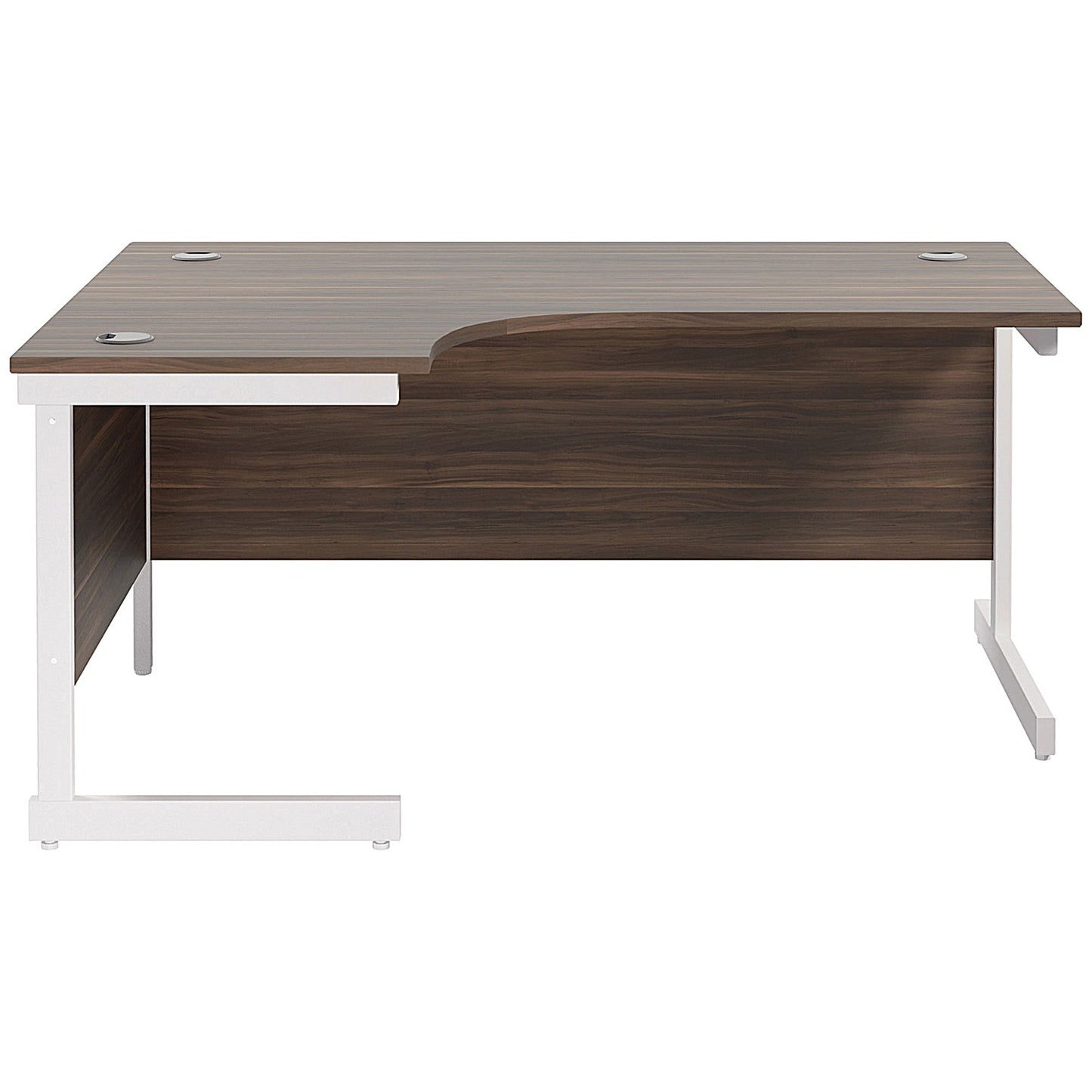 Jemini 1600mm Corner Desk, Left Hand, White Cantilever Legs, Walnut