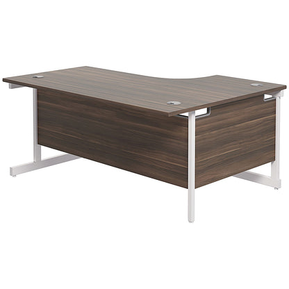 Jemini 1600mm Corner Desk, Left Hand, White Cantilever Legs, Walnut
