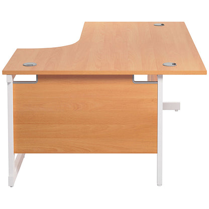 Jemini 1600mm Corner Desk, Right Hand, White Cantilever Legs, Beech