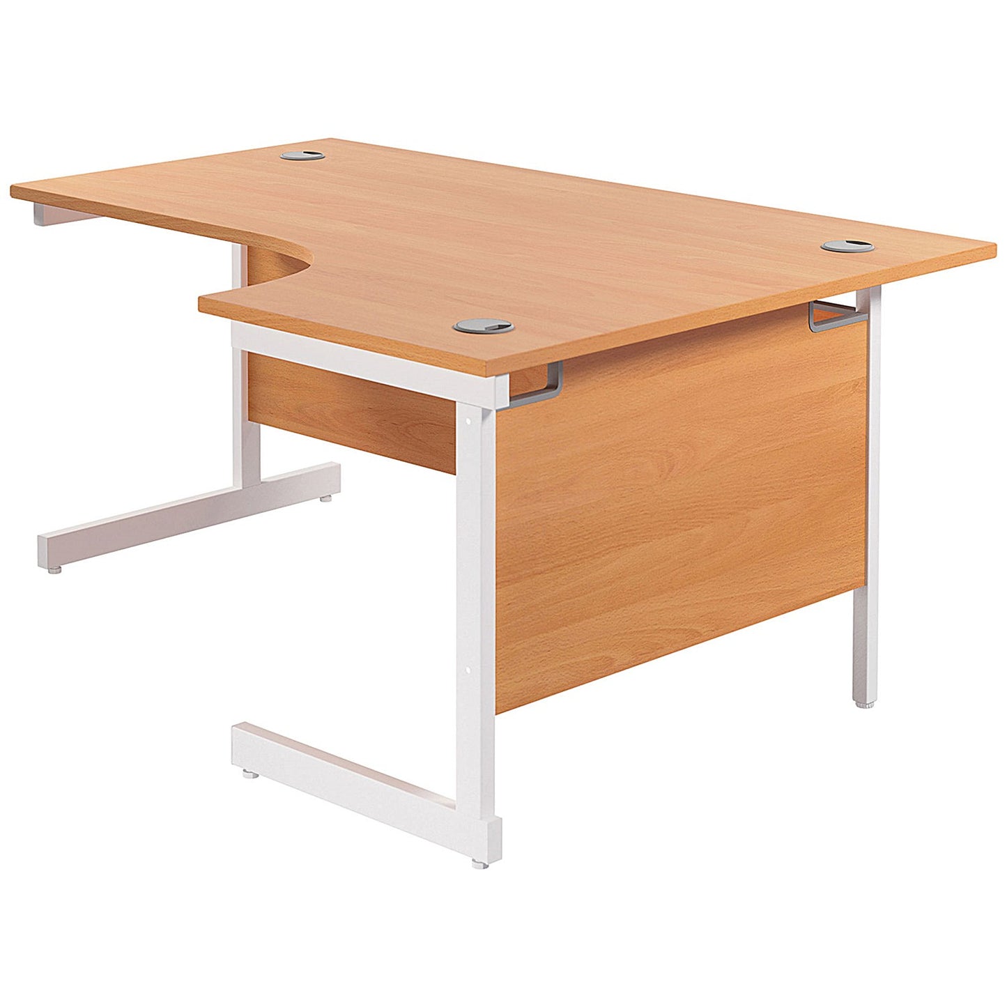 Jemini 1600mm Corner Desk, Right Hand, White Cantilever Legs, Beech