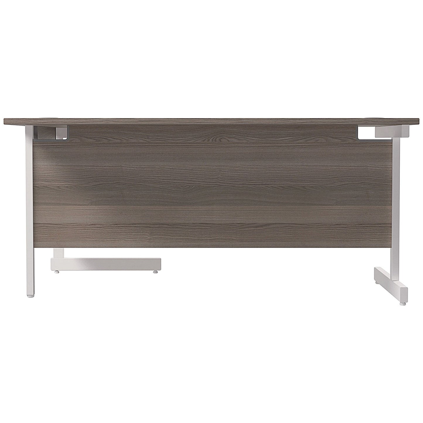 Jemini 1600mm Corner Desk, Right Hand, White Cantilever Legs, Grey Oak