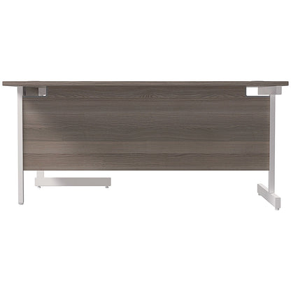 Jemini 1600mm Corner Desk, Right Hand, White Cantilever Legs, Grey Oak