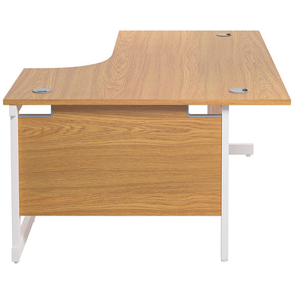 Jemini 1600mm Corner Desk, Right Hand, White Cantilever Legs, Oak