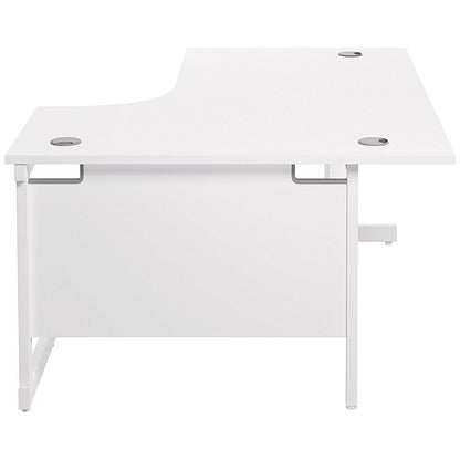 Jemini 1600mm Corner Desk, Right Hand, White Cantilever Legs, White