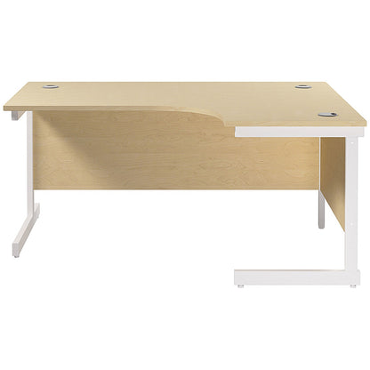Jemini 1600mm Corner Desk, Right Hand, White Cantilever Legs, Maple