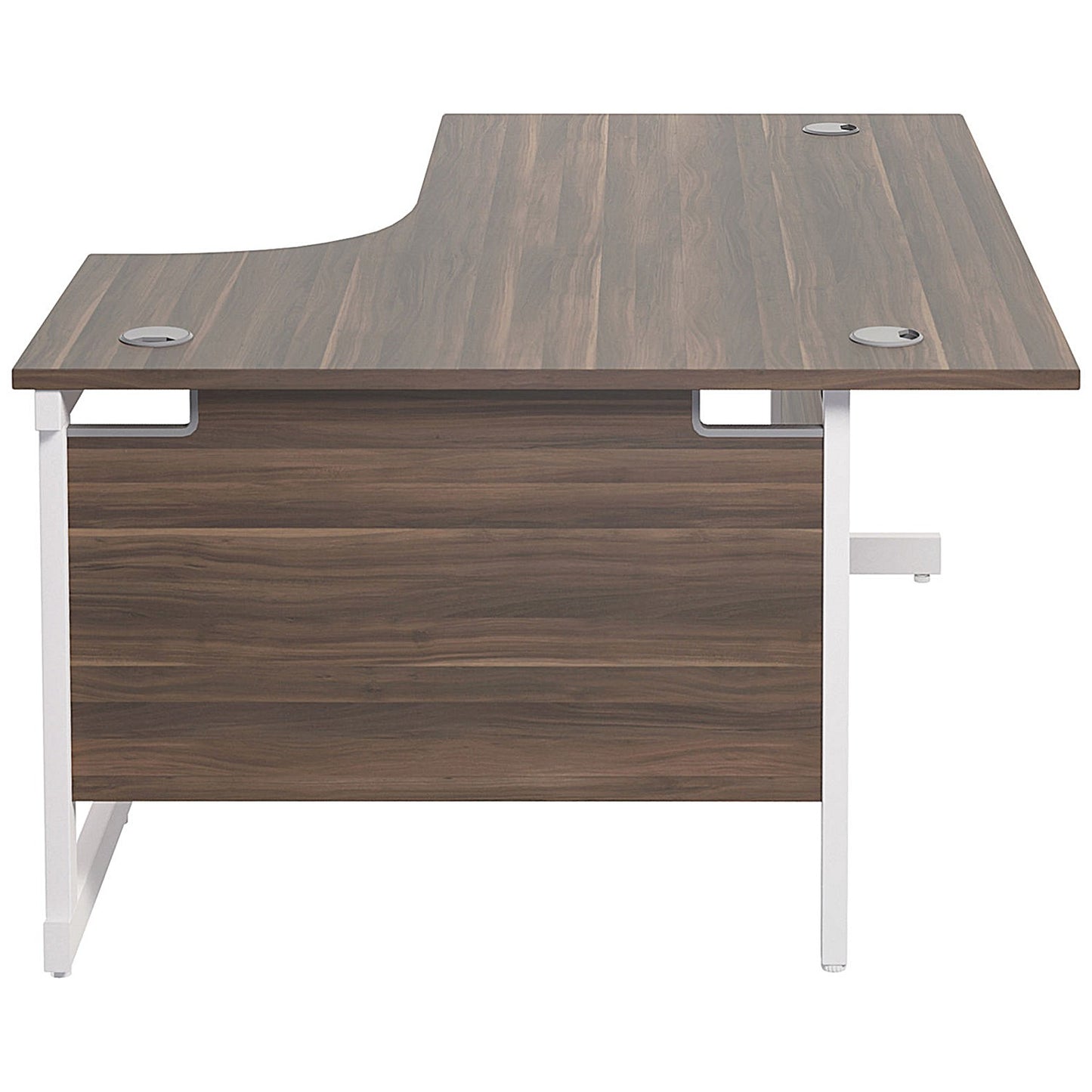 Jemini 1600mm Corner Desk, Right Hand, White Cantilever Legs, Walnut