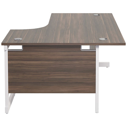 Jemini 1600mm Corner Desk, Right Hand, White Cantilever Legs, Walnut