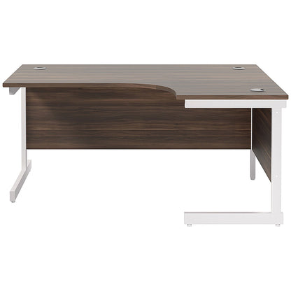Jemini 1600mm Corner Desk, Right Hand, White Cantilever Legs, Walnut