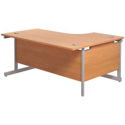 Jemini 1800mm Corner Desk, Left Hand, Silver Cantilever Legs, Beech