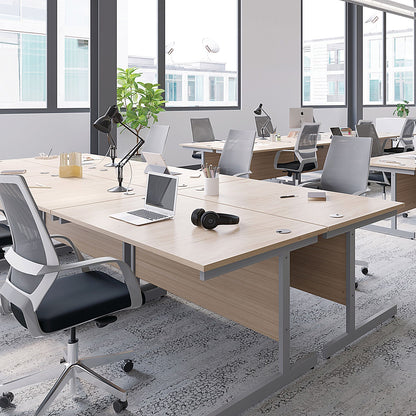 Jemini 1800mm Corner Desk, Left Hand, Silver Cantilever Legs, Beech