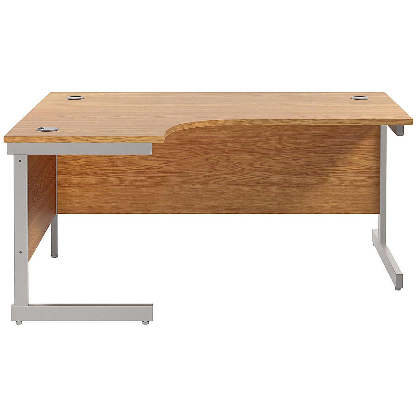 Jemini 1800mm Corner Desk, Left Hand, Silver Cantilever Legs, Oak