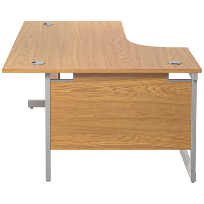 Jemini 1800mm Corner Desk, Left Hand, Silver Cantilever Legs, Oak