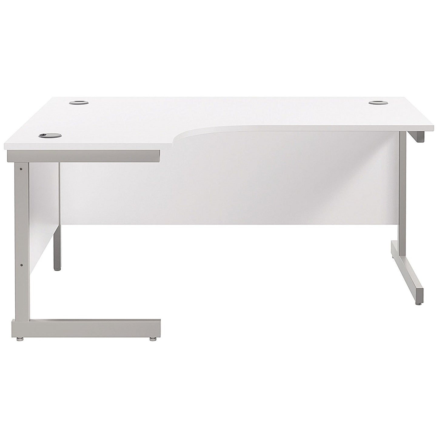 Jemini 1800mm Corner Desk, Left Hand, Silver Cantilever Legs, White