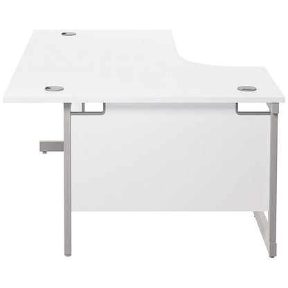 Jemini 1800mm Corner Desk, Left Hand, Silver Cantilever Legs, White