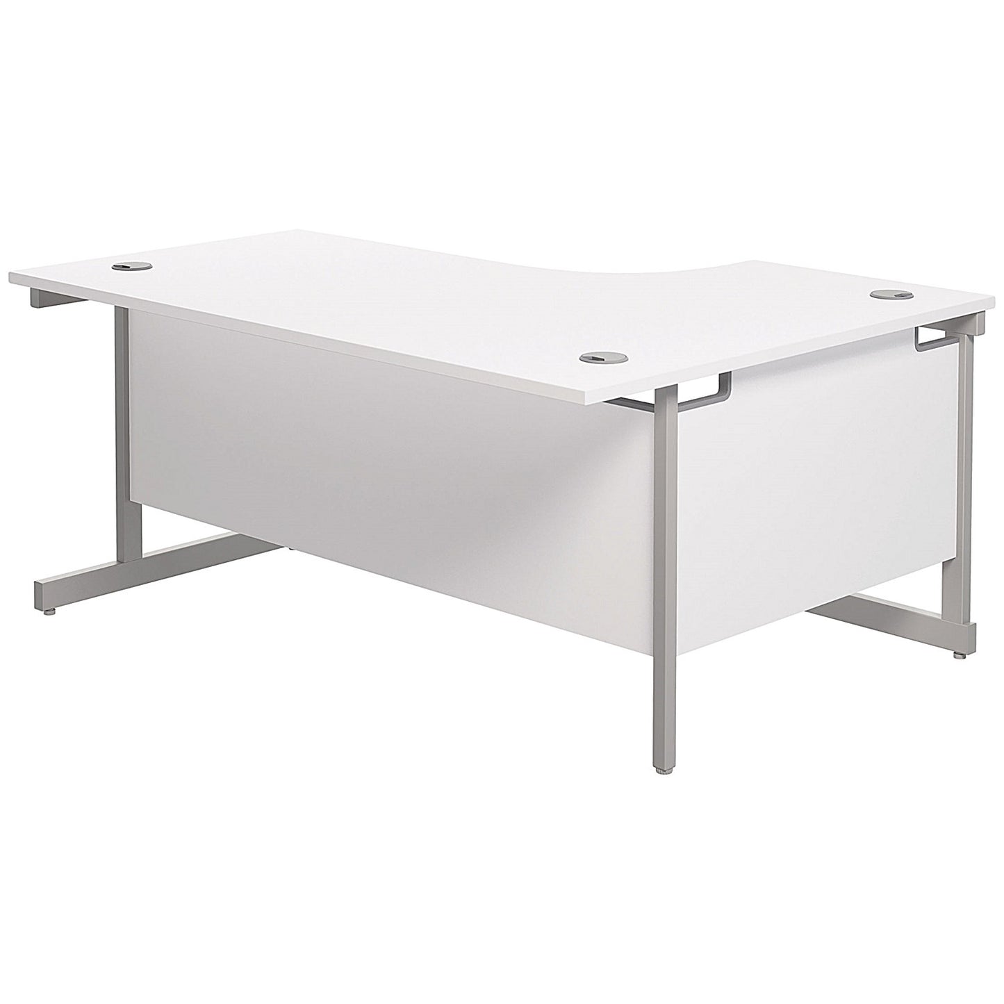 Jemini 1800mm Corner Desk, Left Hand, Silver Cantilever Legs, White
