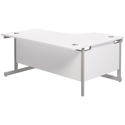 Jemini 1800mm Corner Desk, Left Hand, Silver Cantilever Legs, White
