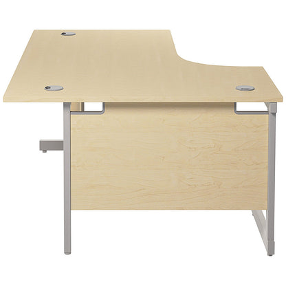 Jemini 1800mm Corner Desk, Left Hand, Silver Cantilever Legs, Maple