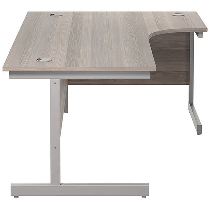 Jemini 1800mm Corner Desk, Right Hand, Silver Cantilever Legs, Grey Oak