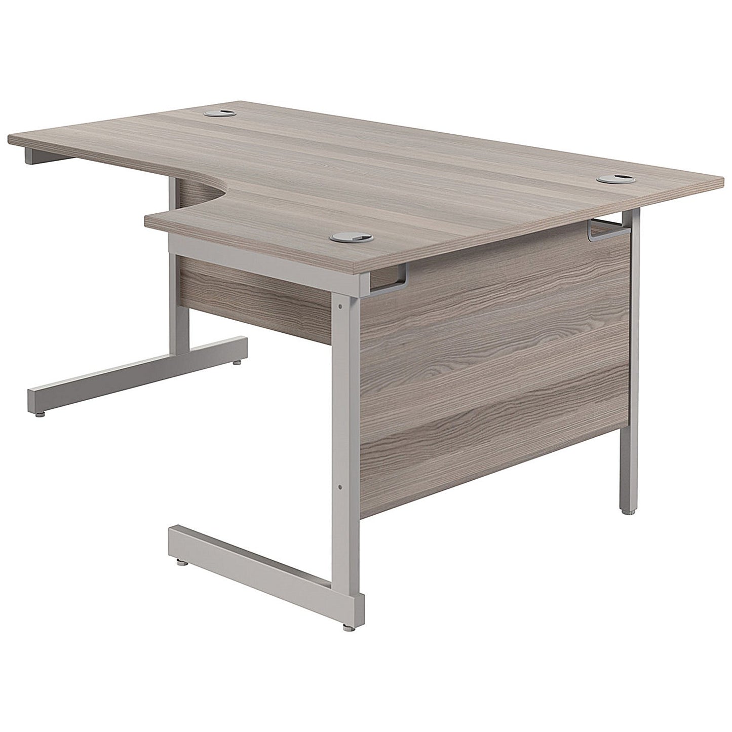 Jemini 1800mm Corner Desk, Right Hand, Silver Cantilever Legs, Grey Oak