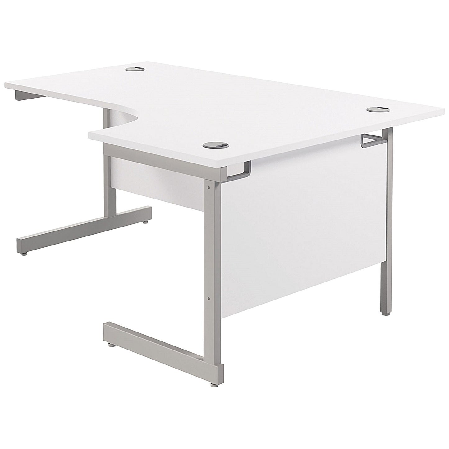 Jemini 1800mm Corner Desk, Right Hand, Silver Cantilever Legs, White