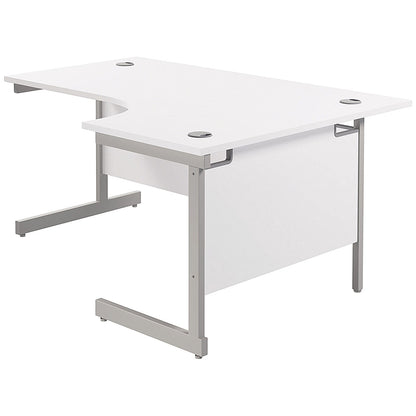 Jemini 1800mm Corner Desk, Right Hand, Silver Cantilever Legs, White