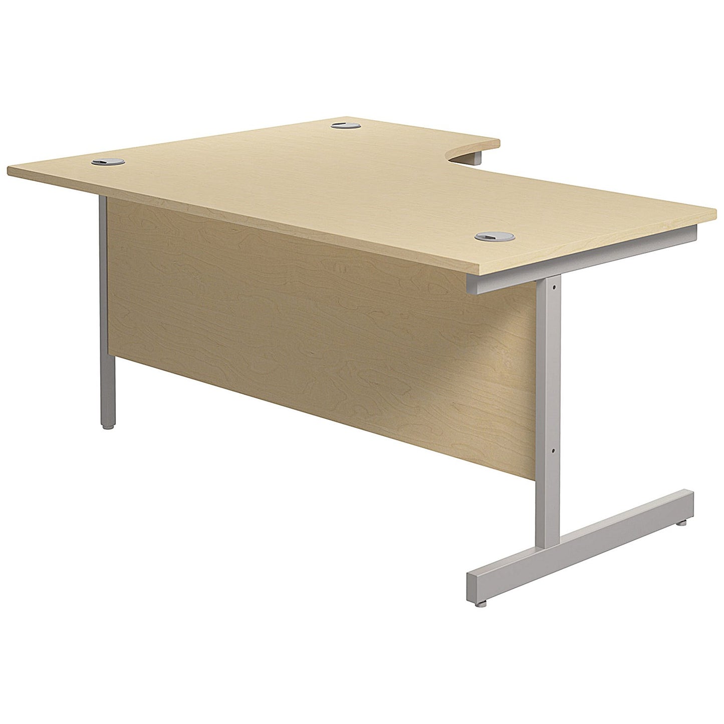 Jemini 1800mm Corner Desk, Right Hand, Silver Cantilever Legs, Maple