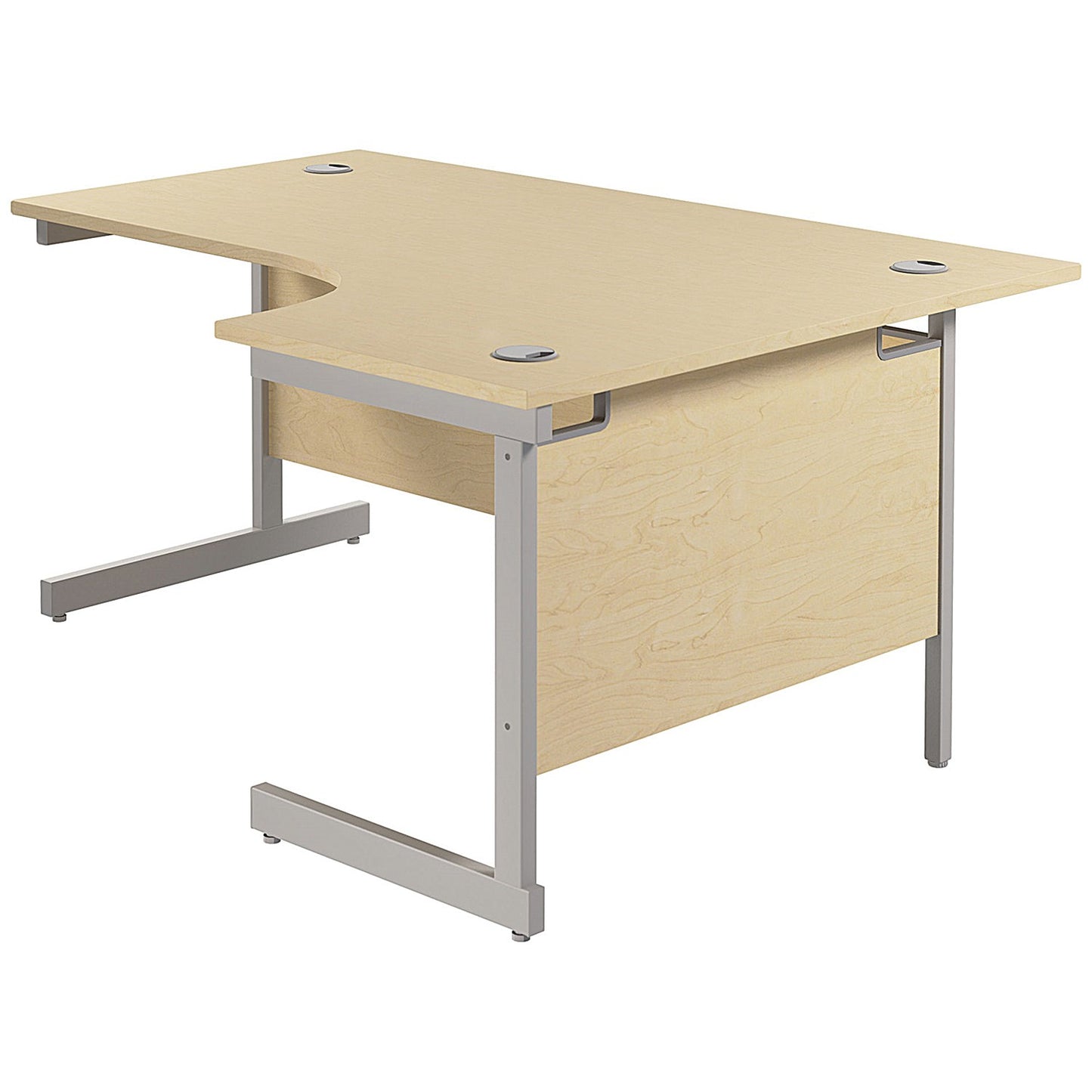 Jemini 1800mm Corner Desk, Right Hand, Silver Cantilever Legs, Maple