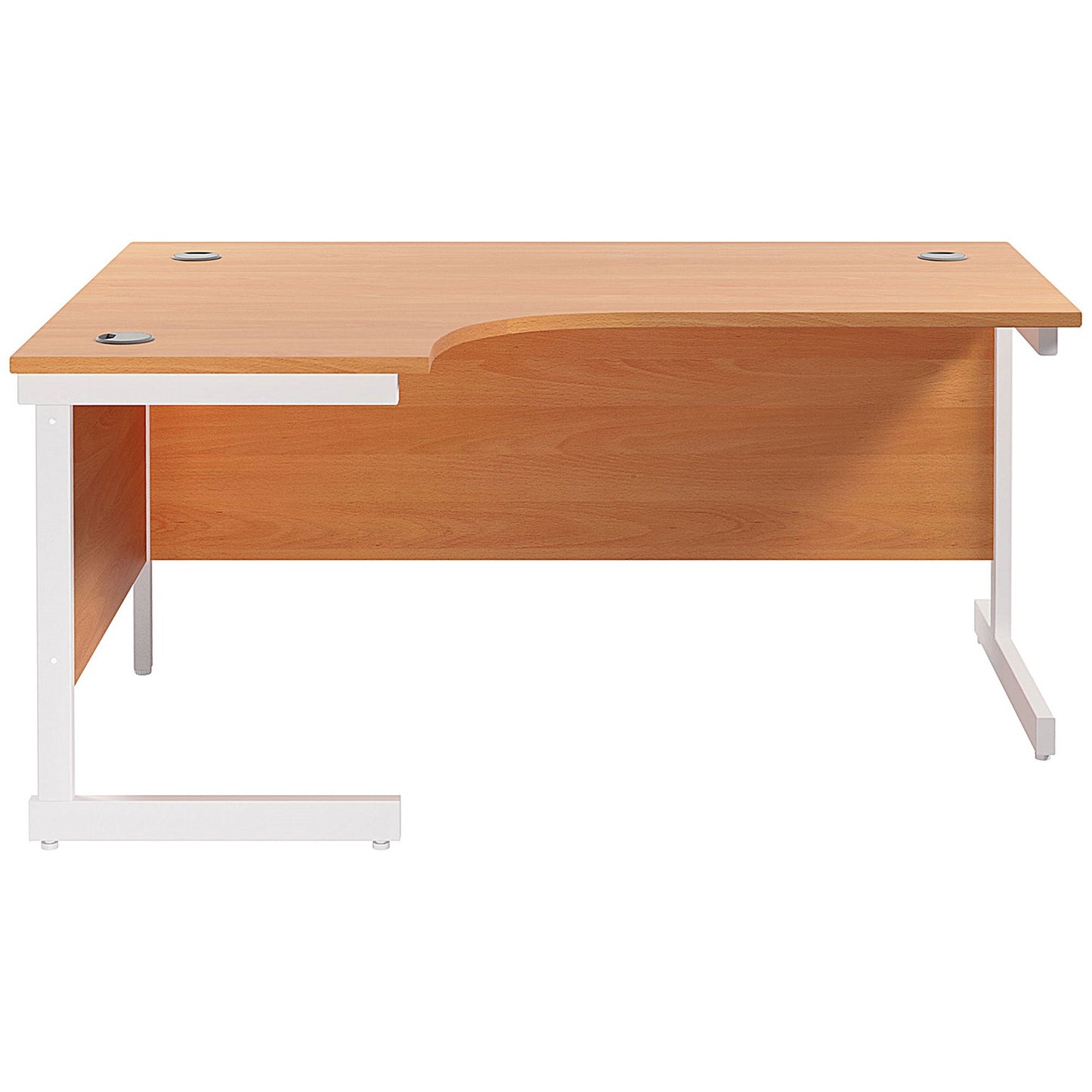 Jemini 1800mm Corner Desk, Left Hand, White Cantilever Legs, Beech