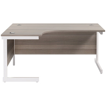 Jemini 1800mm Corner Desk, Left Hand, White Cantilever Legs, Grey Oak