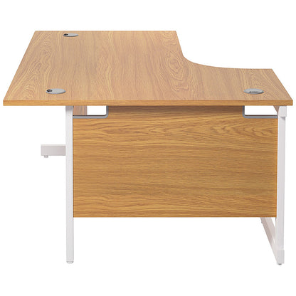 Jemini 1800mm Corner Desk, Left Hand, White Cantilever Legs, Oak