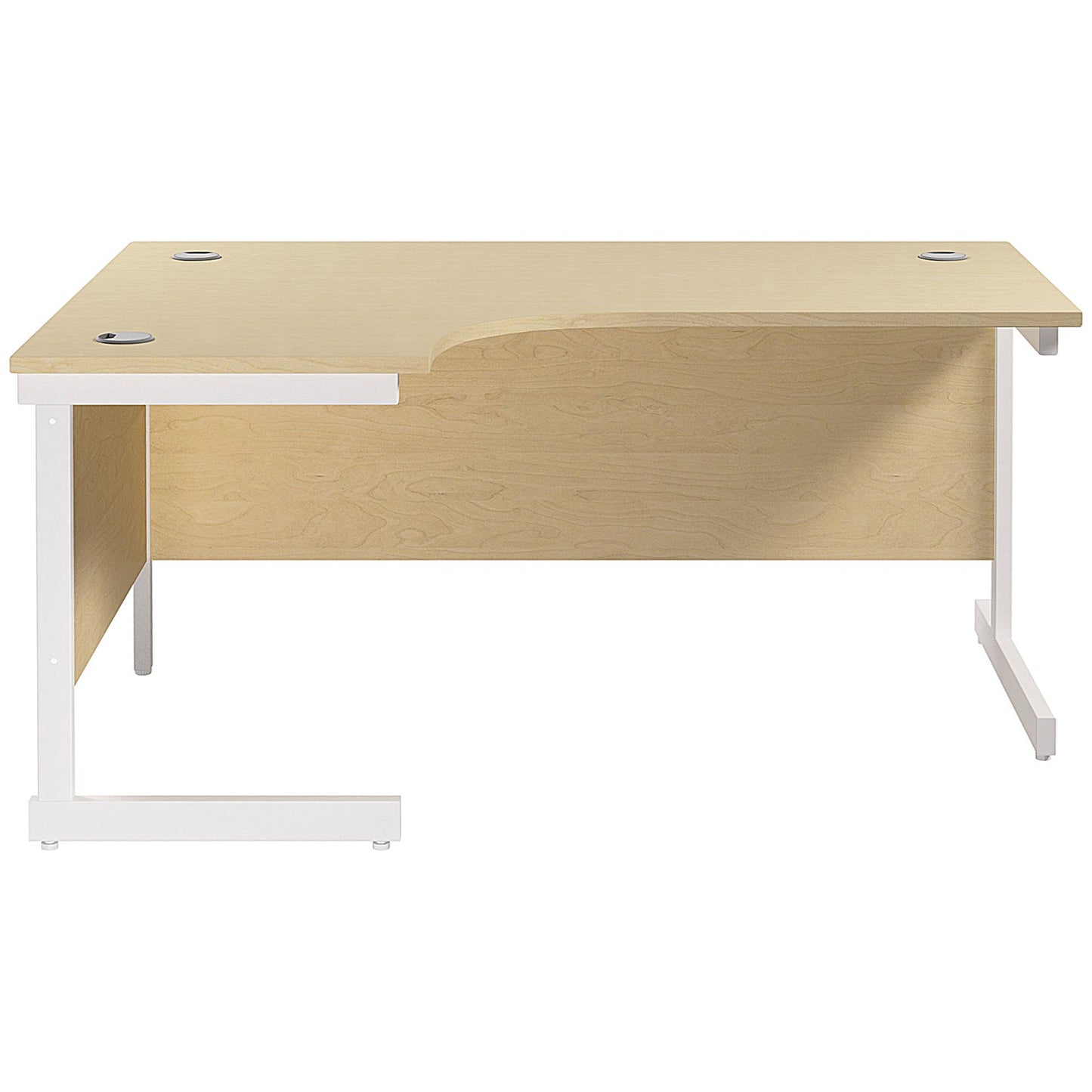 Jemini 1800mm Corner Desk, Left Hand, White Cantilever Legs, Maple