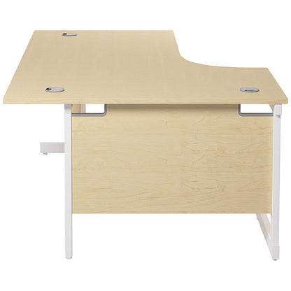 Jemini 1800mm Corner Desk, Left Hand, White Cantilever Legs, Maple