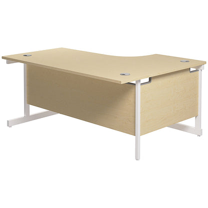 Jemini 1800mm Corner Desk, Left Hand, White Cantilever Legs, Maple