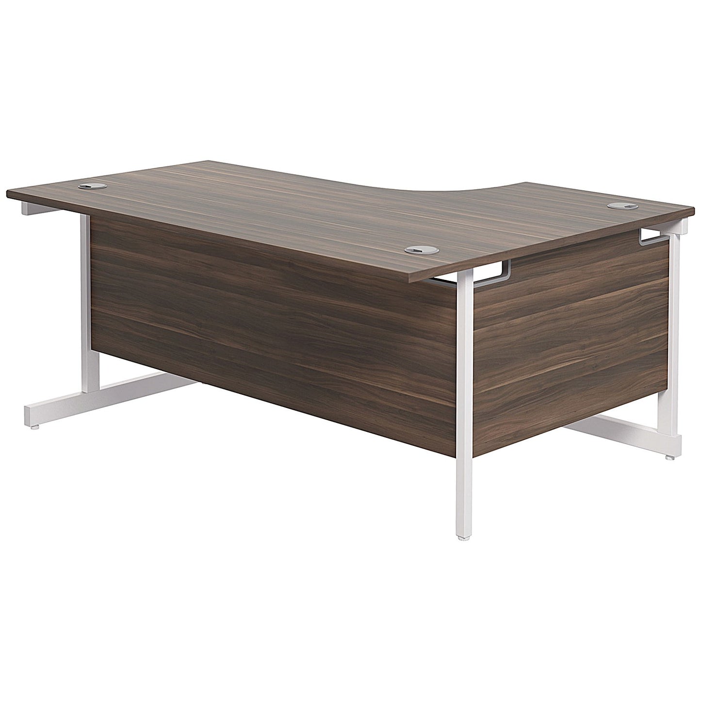 Jemini 1800mm Corner Desk, Left Hand, White Cantilever Legs, Walnut
