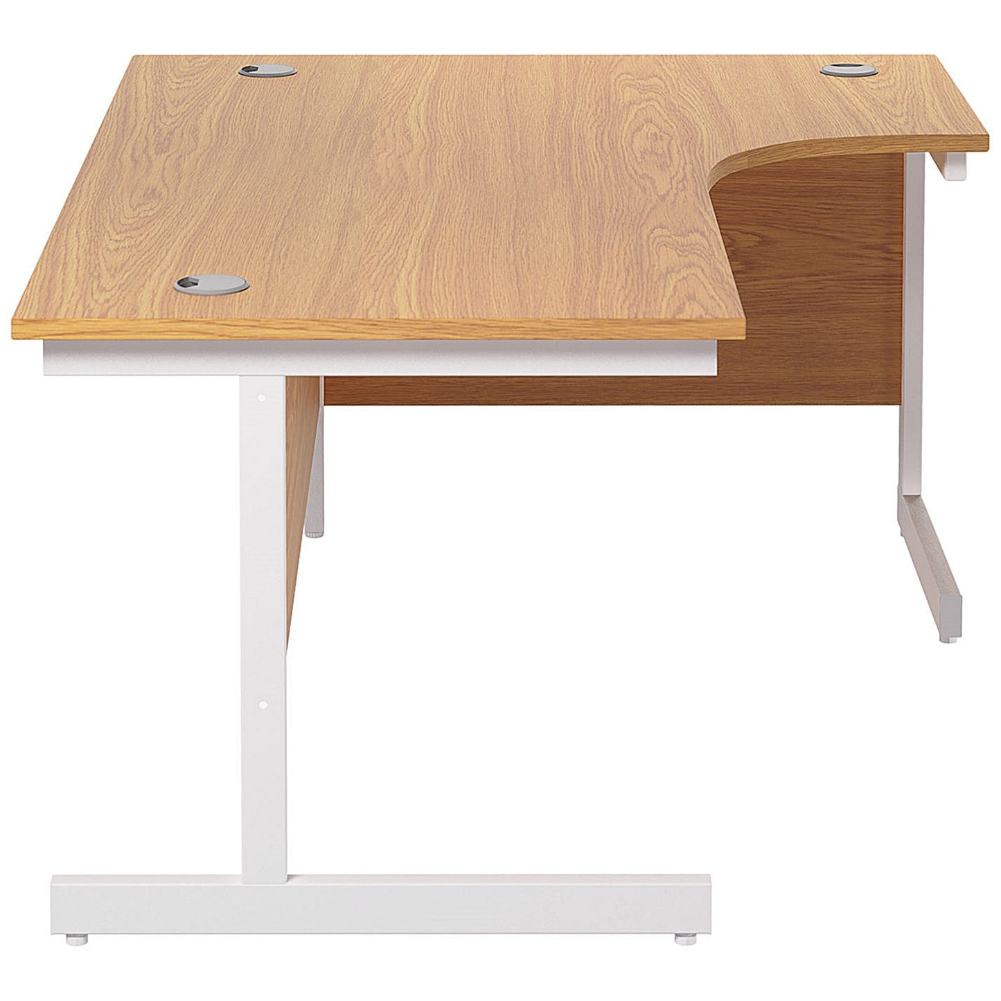 Jemini 1800mm Corner Desk, Right Hand, White Cantilever Legs, Oak