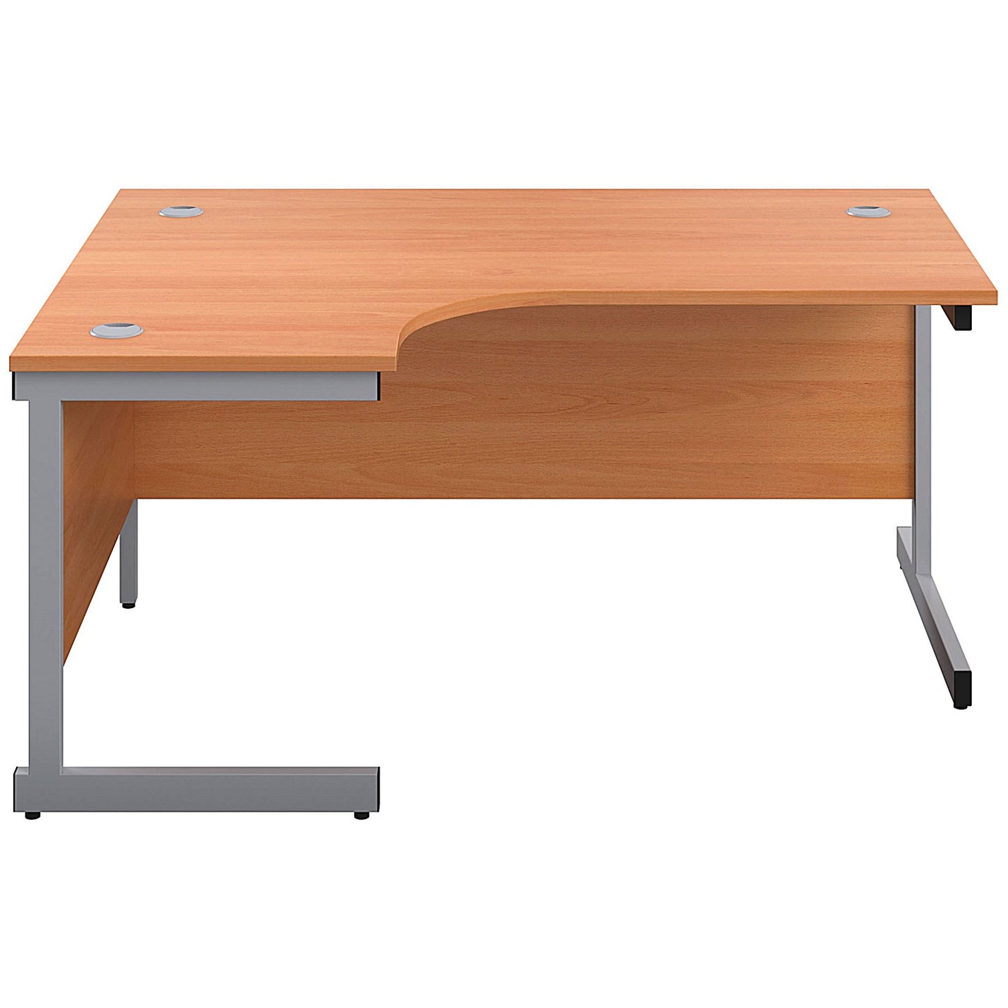 First 1600mm Corner Desk, Left Hand, Silver Cantilever Legs, Beech