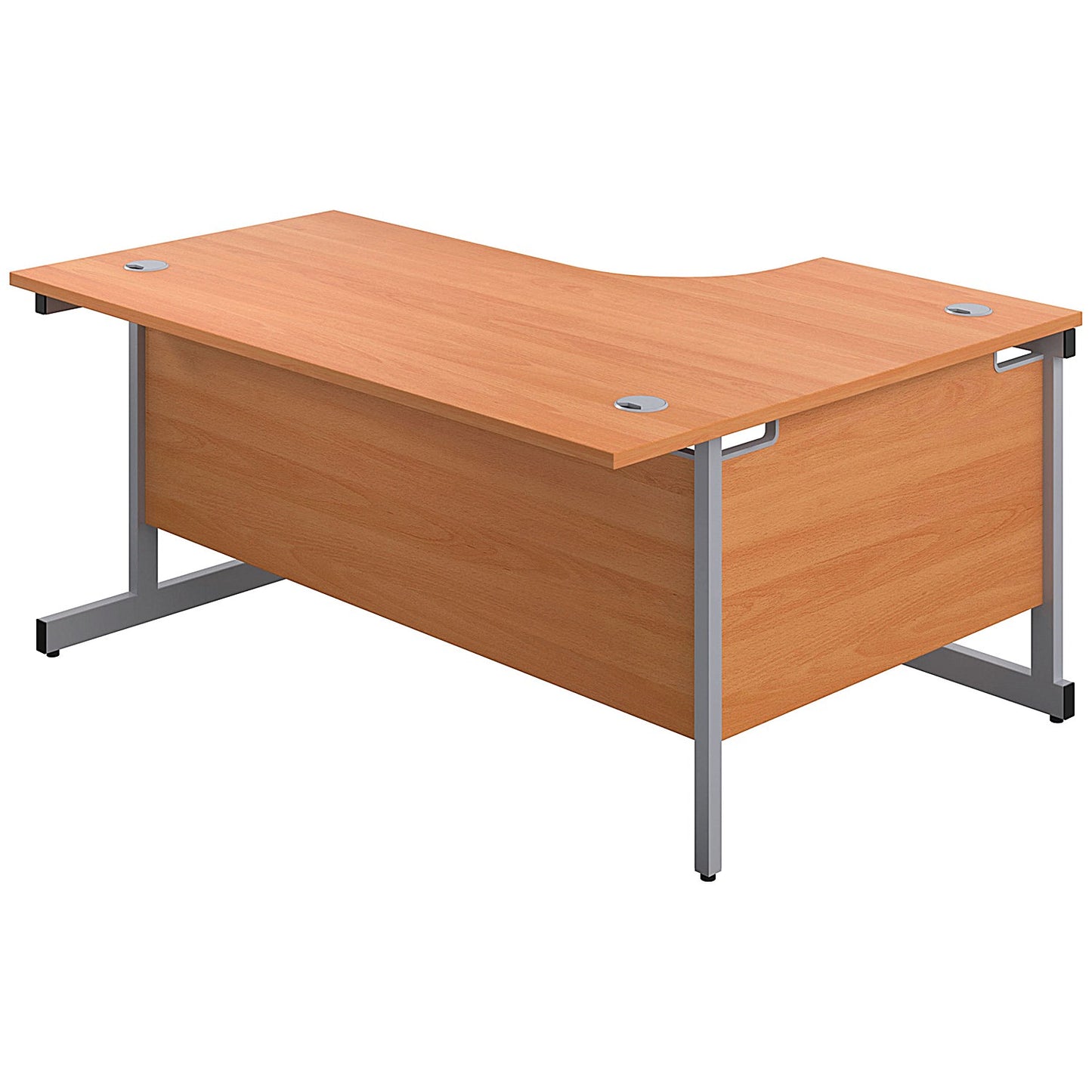 First 1600mm Corner Desk, Left Hand, Silver Cantilever Legs, Beech