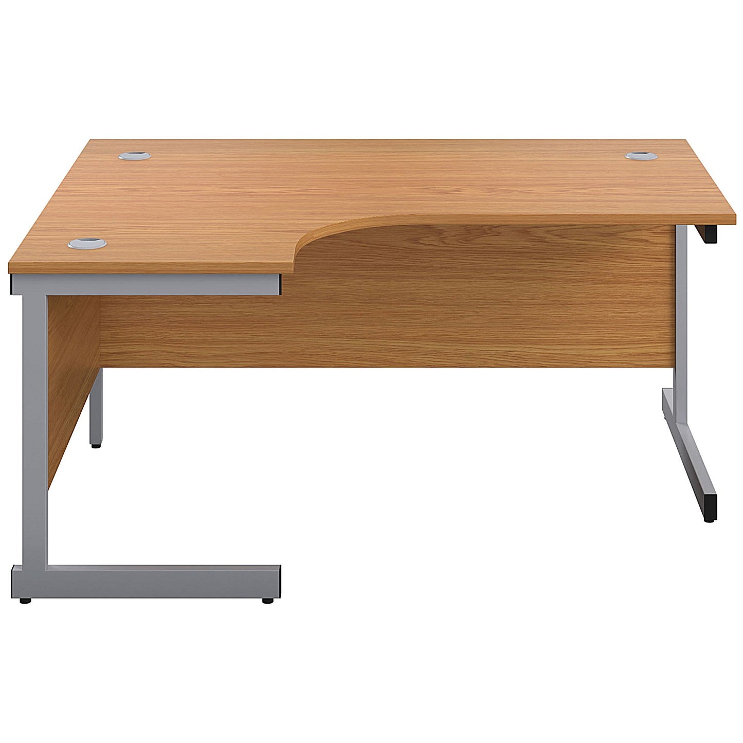 First 1600mm Corner Desk, Left Hand, Silver Cantilever Legs, Oak