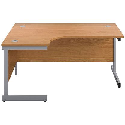 First 1600mm Corner Desk, Left Hand, Silver Cantilever Legs, Oak