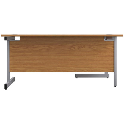 First 1600mm Corner Desk, Left Hand, Silver Cantilever Legs, Oak
