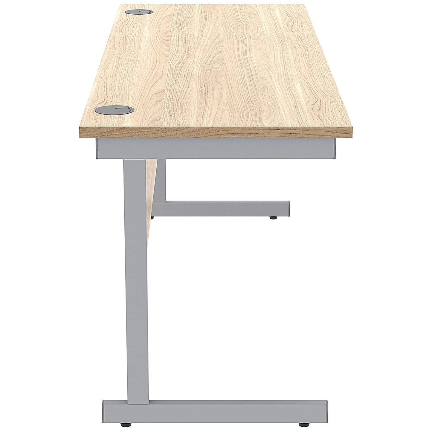 Astin 1600mm Slim Rectangular Desk, Silver Cantilever Legs, Oak