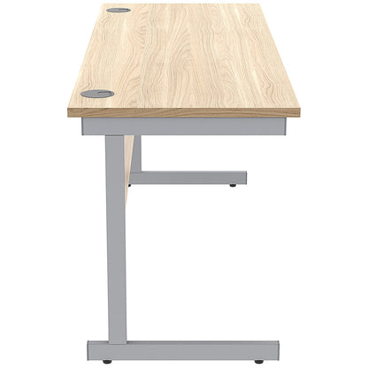 Astin 1600mm Slim Rectangular Desk, Silver Cantilever Legs, Oak